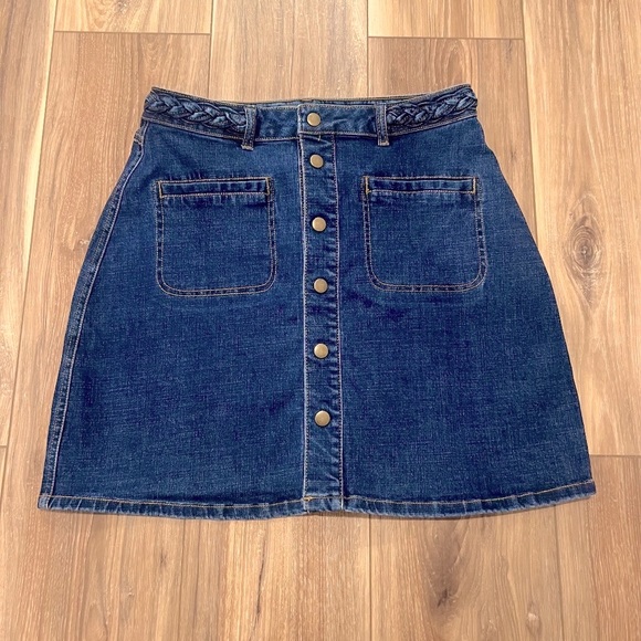 NWOT Harper Denim Mini Skirt Indigo Snap Button Front Size Medium - Picture 1 of 5